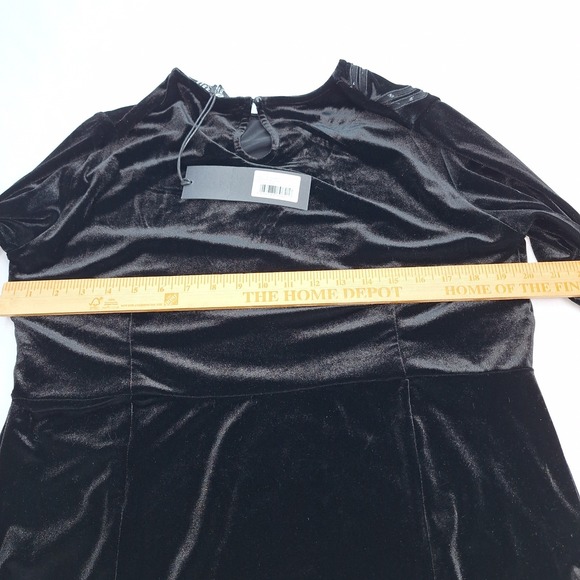 Disturbia Maxi Dress 16 Antivenom Spider Cut Out Mesh Black Velvet Gown Goth - Picture 6 of 10